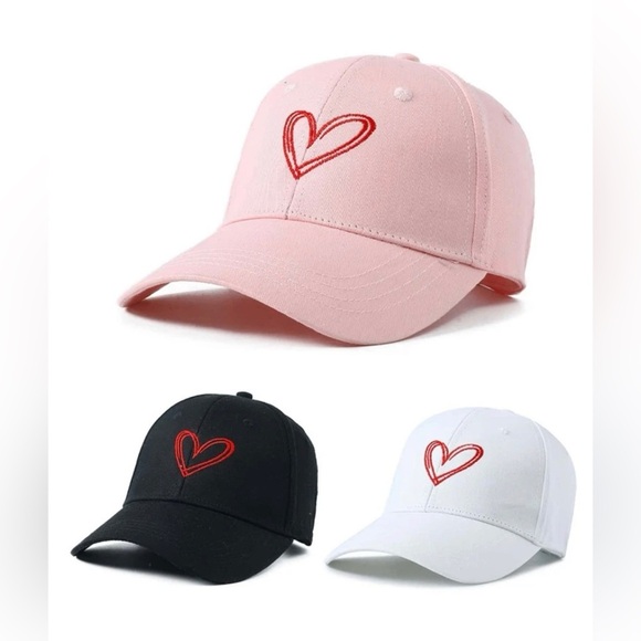 Women Heart Embroidered Casual Style Hat black color,NWOT - Picture 2 of 11